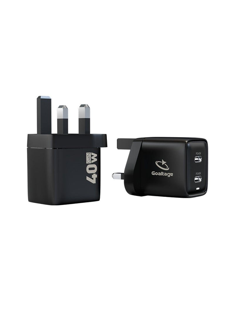 جولتيج شاحن حائط فائق السرعة من نوع GaN ثنائي المنافذ بقوة 40 واط من Goaltage - موديل CH05 - Image 2